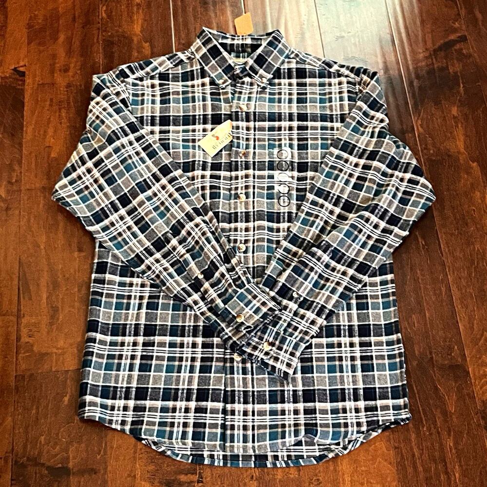 NWT RedHead Mens Shirt Size Small Green/Gray Plaid Flannel Cotton Button Up